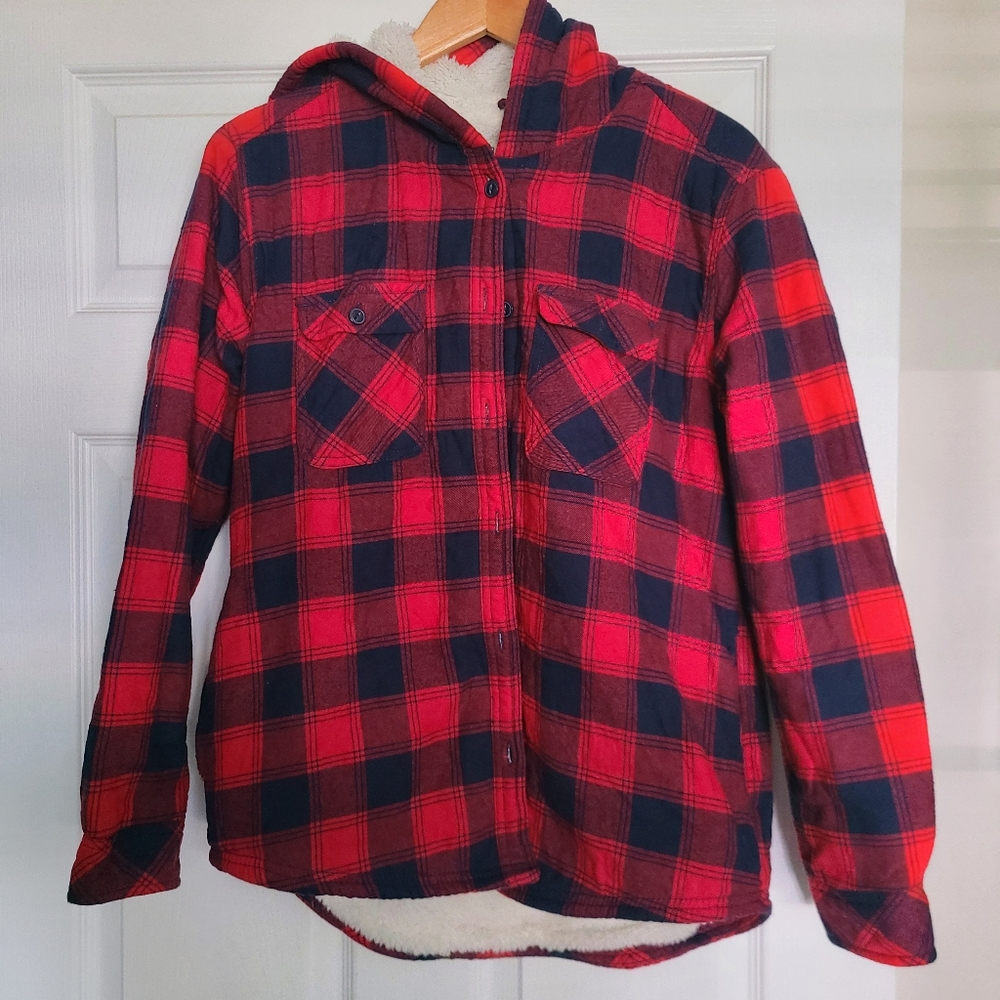 Boston Traders Plaid Sherpa Hoodie